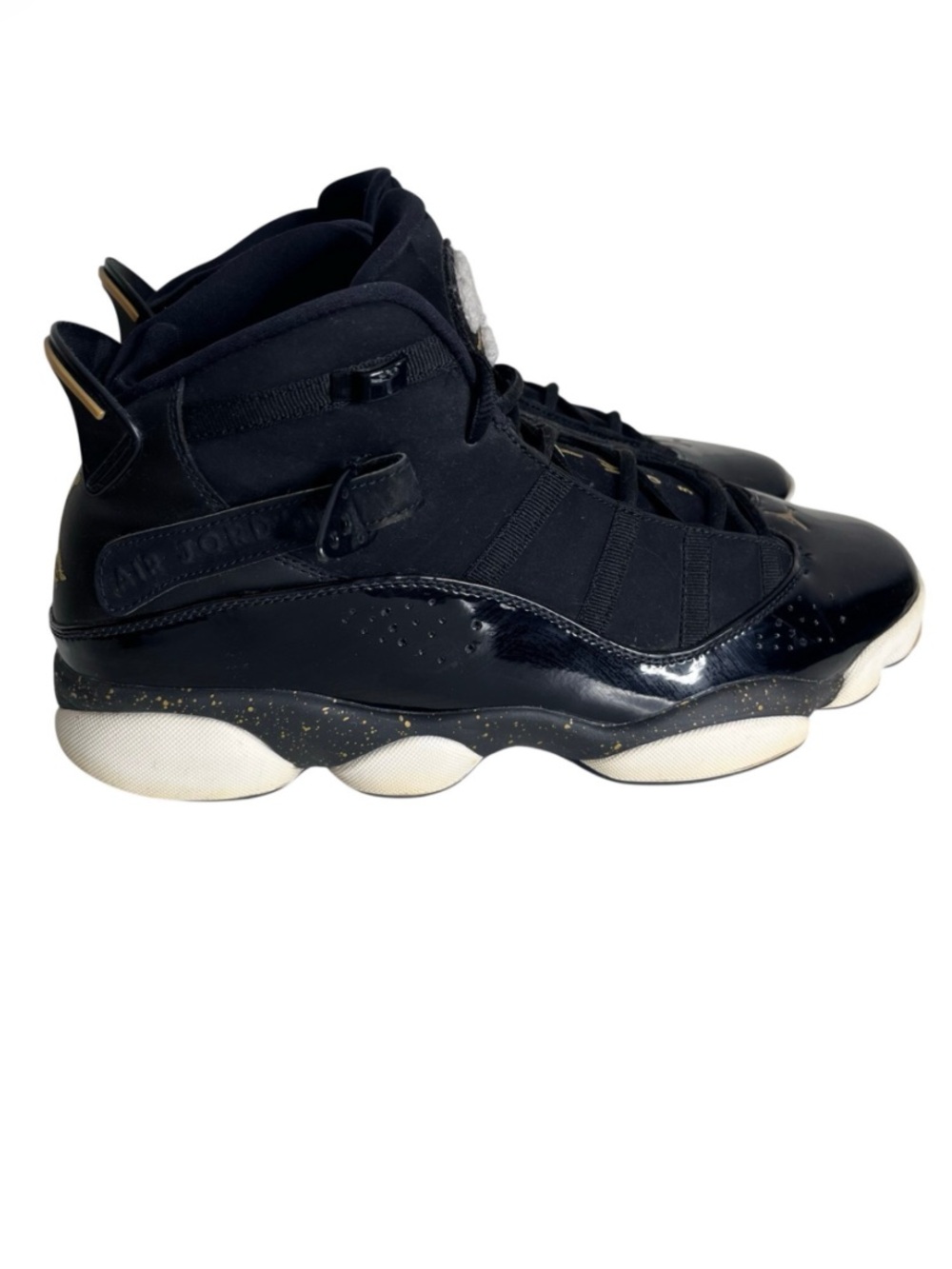Air Jordan 6 Rings Black Metallic Gold White Men Size 12 322992-007 Sneakers